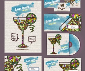 Vintage cocktail corporate identity kit vector 03