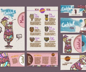 Vintage cocktail corporate identity kit vector 04