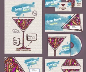 Vintage cocktail corporate identity kit vector 05