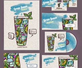 Vintage cocktail corporate identity kit vector 06