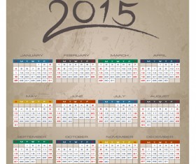 Vintage grunge 2015 calendar vector