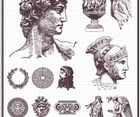 Vintage roman statues design vector