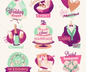Wedding celebrations logos vector graphics