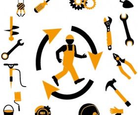 Worker with repair service vector 07