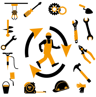 Worker with repair service vector 07
