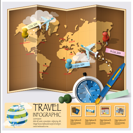 World travel infographics vector set 03