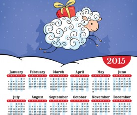 Year of the sheep 2015 calendar vector 01