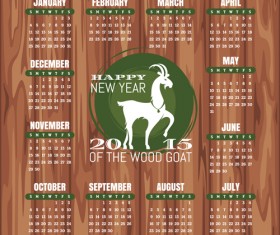 Year of the sheep 2015 calendar vector 03