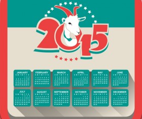 Year of the sheep 2015 calendar vector 04