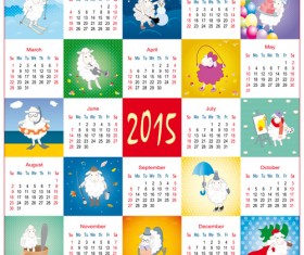 Year of the sheep 2015 calendar vector 05