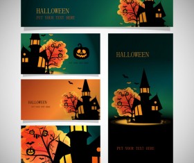 halloween night banner with cards vector