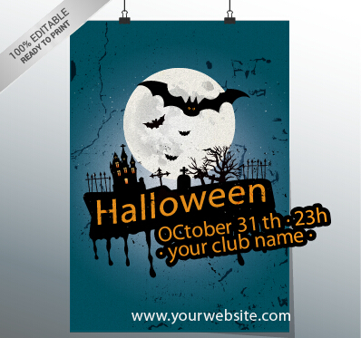 halloween party night poster design vector 01