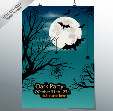 halloween party night poster design vector 03