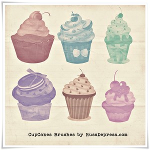CupCakes High Res shabby chick Photoshop brushes