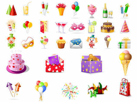 Birthday icons vector material