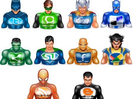 icons social superheros