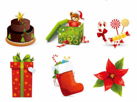 Vector Beautiful Cartoon Christmas icons