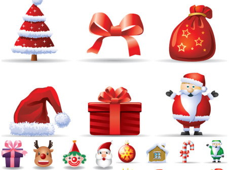 vector cartoon Christmas icons