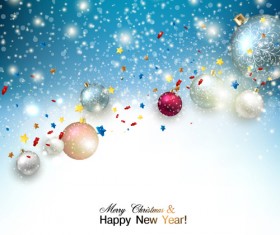 2015 Christmas and New Year baubles background vector 01
