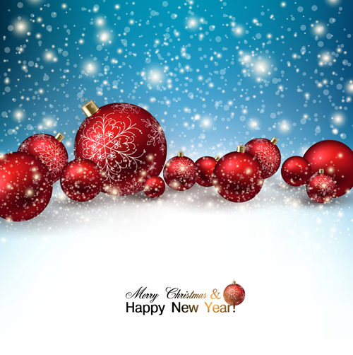 2015 Christmas and New Year baubles background vector 02