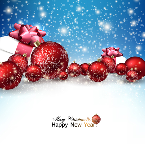 2015 Christmas and New Year baubles background vector 03