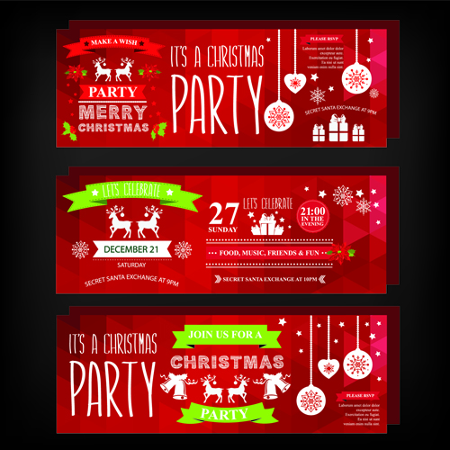 2015 Christmas party invitation banners vector 01