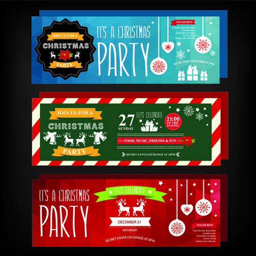 2015 Christmas party invitation banners vector 03