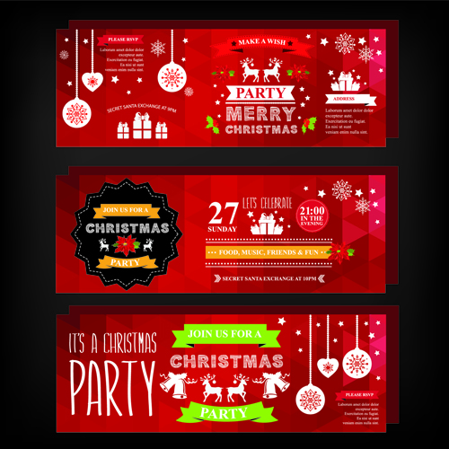 2015 Christmas party invitation banners vector 04