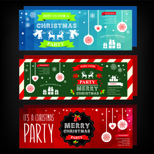 2015 Christmas party invitation banners vector 05