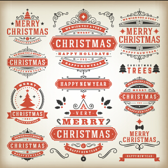2015 Christmas sales labels vintage vector 01