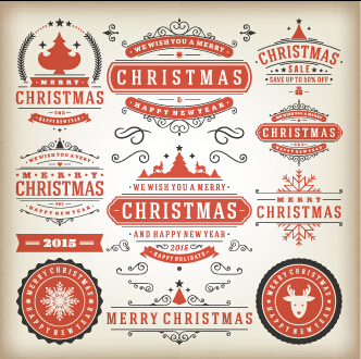 2015 Christmas sales labels vintage vector 03