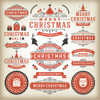 2015 Christmas sales labels vintage vector 04