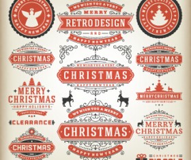 2015 Christmas sales labels vintage vector 05