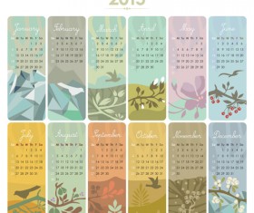 2015 calendar cards floral vector