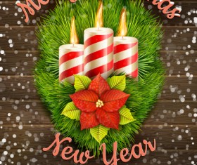 2015 christmas and new year candle background vector 01