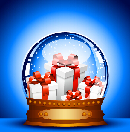 2015 christmas gift with crystal ball vector