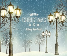2015 christmas street lamp and snow background 01