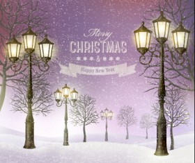 2015 christmas street lamp and snow background 03