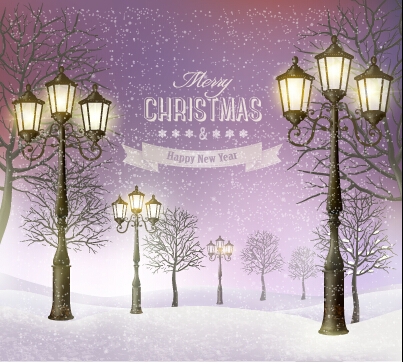 2015 christmas street lamp and snow background 03