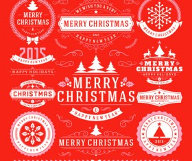 2015 christmas with happy holiday labels vector 01