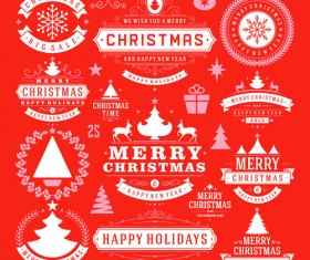 2015 christmas with happy holiday labels vector 02
