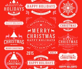 2015 christmas with happy holiday labels vector 03
