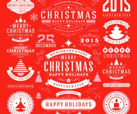 2015 christmas with happy holiday labels vector 04