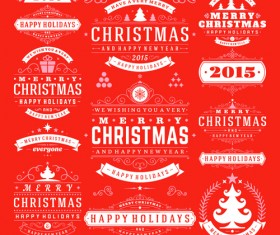 2015 christmas with happy holiday labels vector 05
