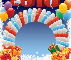 2015 holiday background with colored balloon vector 01