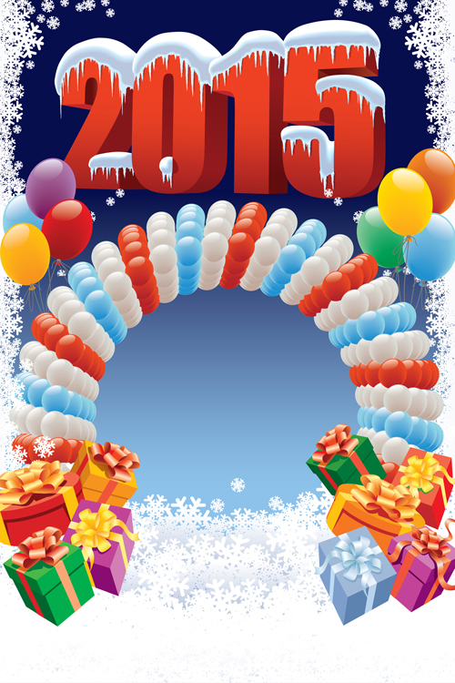 2015 holiday background with colored balloon vector 01