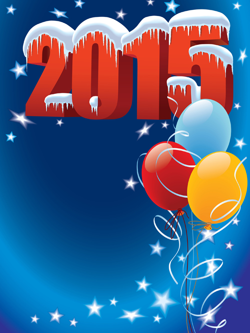 2015 holiday background with colored balloon vector 03