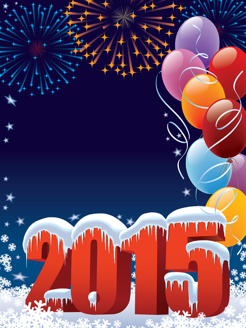 2015 holiday background with colored balloon vector 04