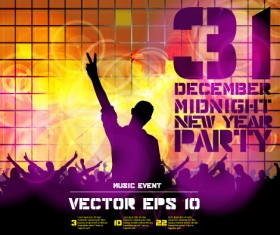 2015 new year midnight music party poster vector 01