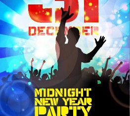 2015 new year midnight music party poster vector 02